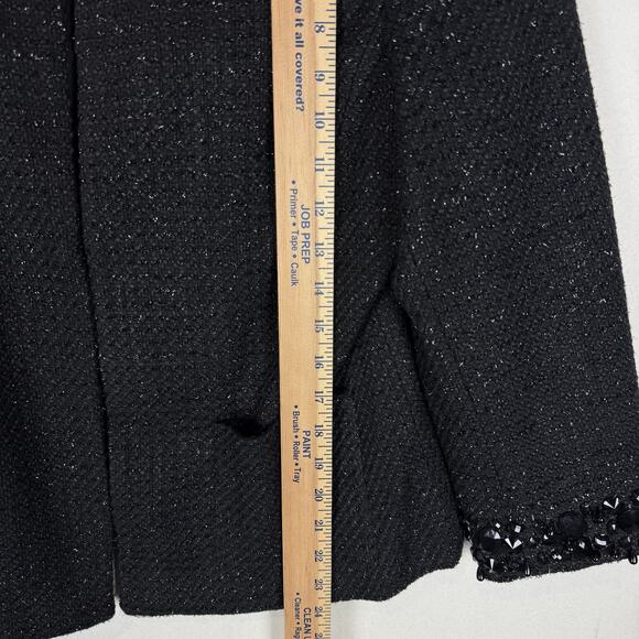 Boston Proper Blazer Jacket Women 12 Black Embellished Sequin Lined Wool Blend - Picture 11 of 12